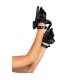 Cropped Satin Ruffle Gloves (One Size,Black)