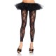 Floral Lace Footless Tights (One Size,Black)