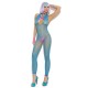 Crochet Footless Bodystocking (One Size,Neon Blue)