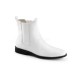 1 Inch Flat Heel Pointed Toe Men's Pull-On Chelsea Boot (Large,White Pu)